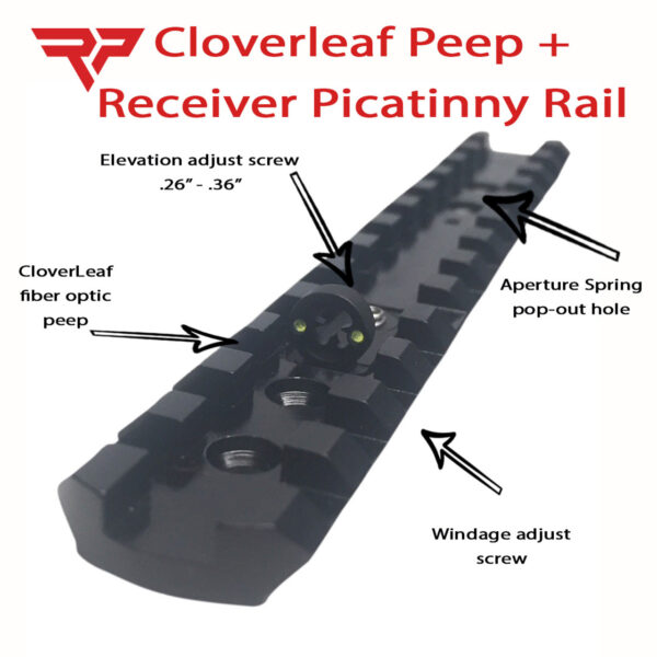 Ranger Point Precision CloverLeaf Adjustable Peep Sight + 5" Picatinny Rail Scope Mount