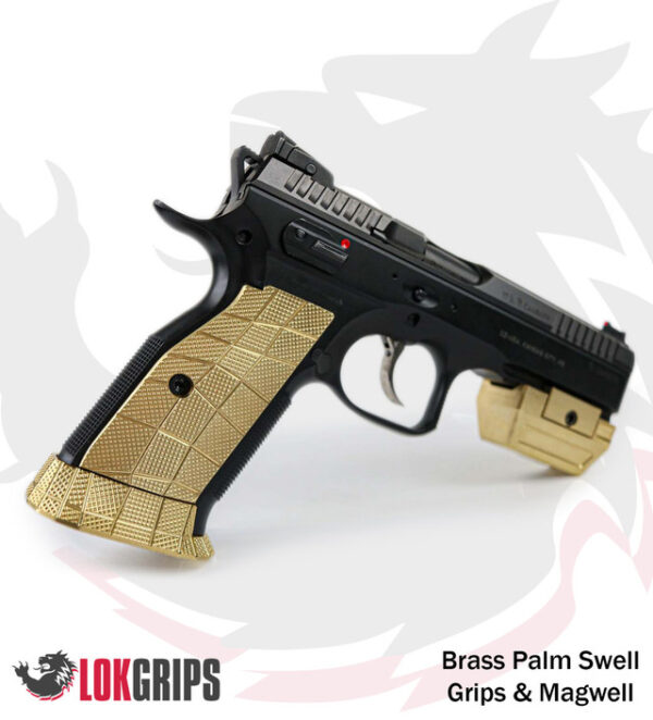 Lok Grips CZ Shadow 2 Magwell GridLOK Brass