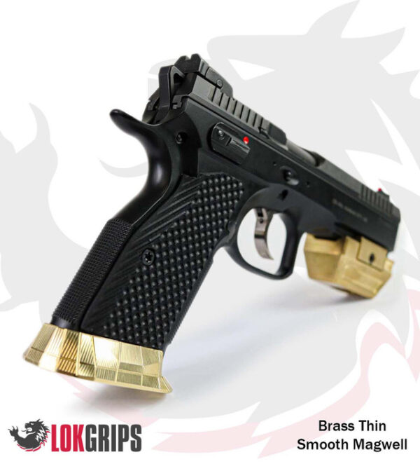 Lok Grips CZ Shadow 2 Magwell GridLOK Brass