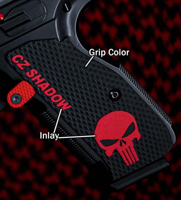 Lok Grips CZ Shadow 2 Thin Roughnecks "CZ SHADOW" & Punisher Inlay