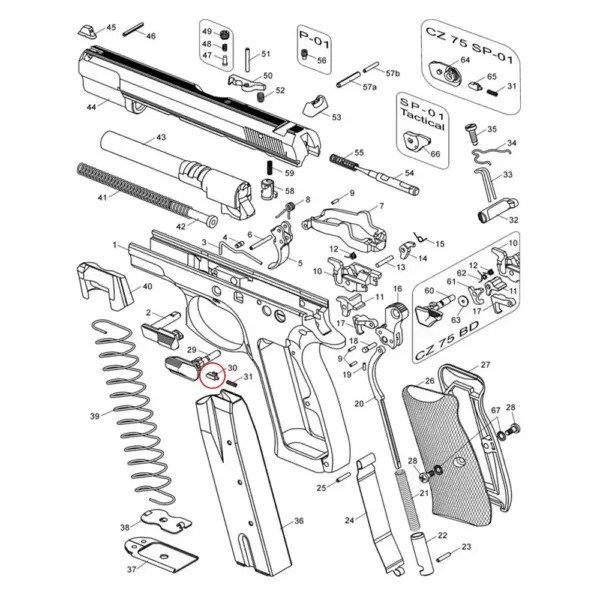 CZ 75/83/85/Shadow 2 Safety Detent Plunger Left