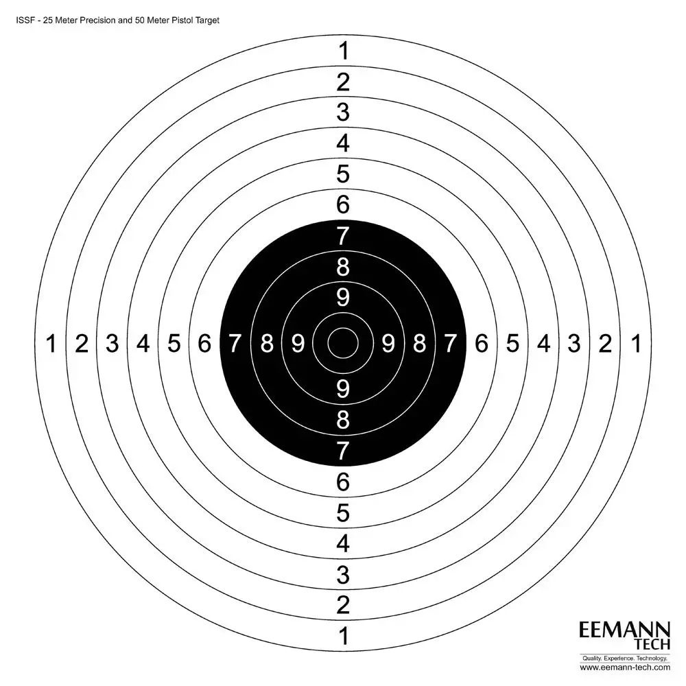 Eemann Tech ISSF 25M Precision & 50M Pistol Target - 100 stk.