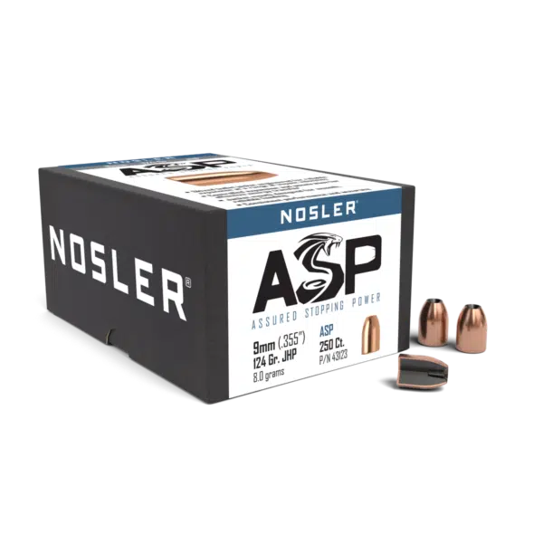 Nosler 9mm 124gr JHP ASP (250 stk)