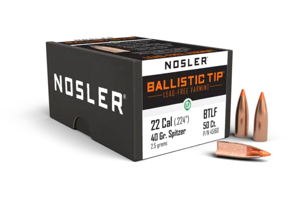 Nosler 22 Caliber 40gr Ballistic Tip Lead Free (100 stk)