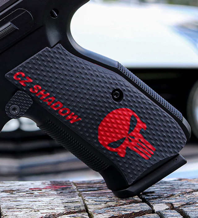 Lok Grips CZ Shadow 2 Palm Swell Roughnecks - Color-Fill "CZ Shadow" & Punisher Skull w/ Liner