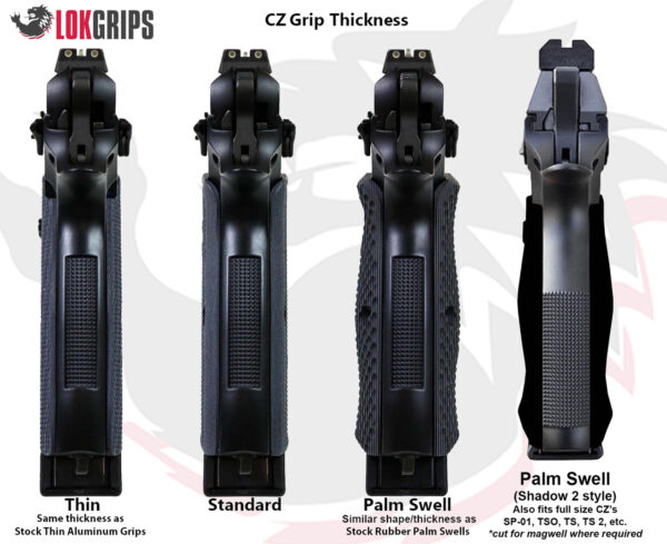 Lok Grips CZ Shadow 2 Palm Swell Roughnecks - Color-Fill "CZ Shadow" & Punisher Skull w/ Liner