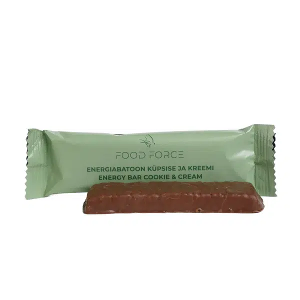 Food Force Cookie & cream flavored energy bar with coating