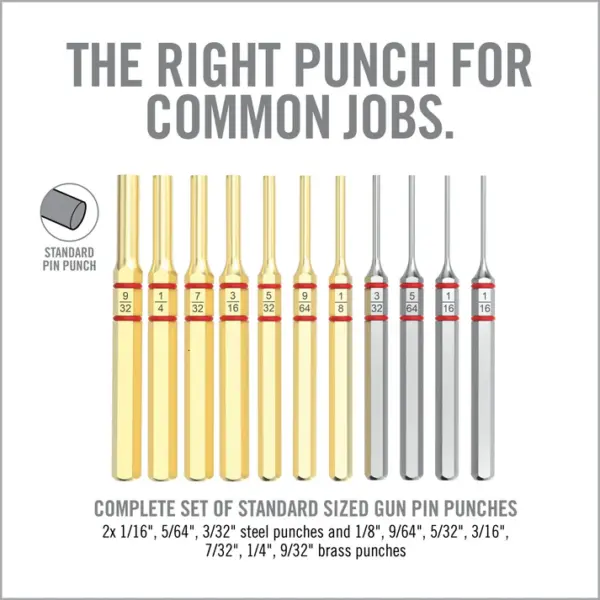 Real Avid Accu-Punch 11-Piece Standard Brass & Steel Pin Punch Set - Billede 4