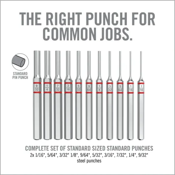 Real Avid Accu-Punch 11-Piece Standard Pin Punch Set  - Billede 5