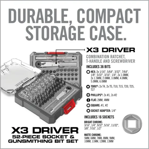 Real Avid X3 Driver 52-Piece Socket & Gunsmithing Bit Set - Billede 7
