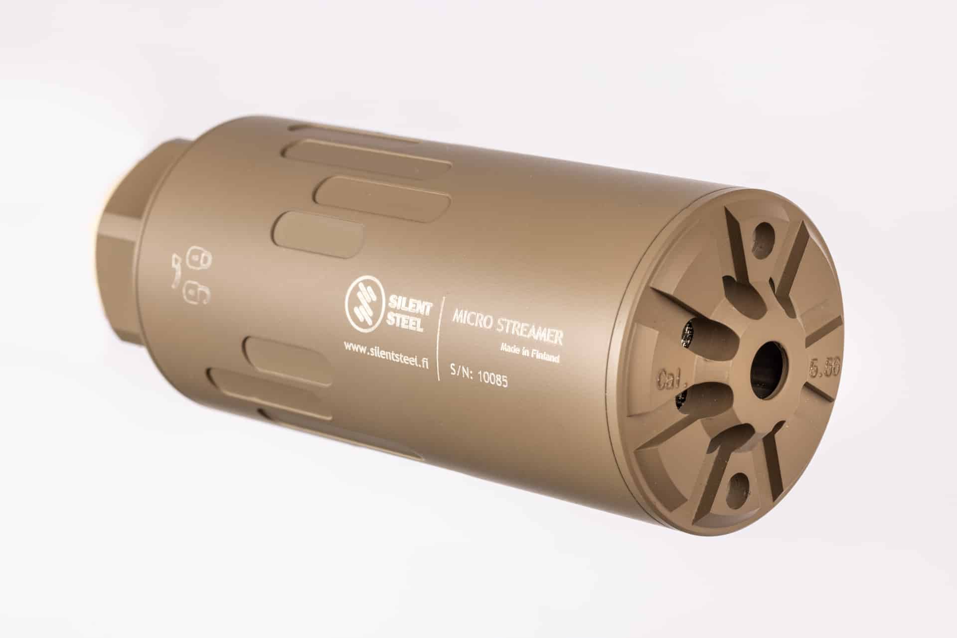 Silent Steel Micro Flow Streamer, 7.62 Stainless Steel FDE 5/8"x24 (Lager Salg)