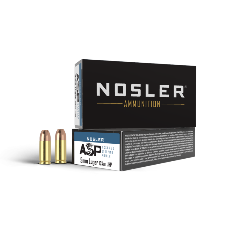 Nosler 9mm Luger 124gr JHP ASP Handgun Ammunition