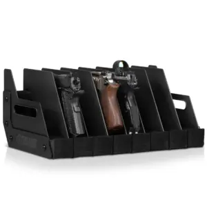 Savior Equipment Mobile Pistol Storage Rack w/ Handle - Obsidian Black, 8-slot