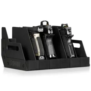 Savior Equipment Mobile Pistol Storage Rack w/ Handle - Obsidian Black, 6-slot