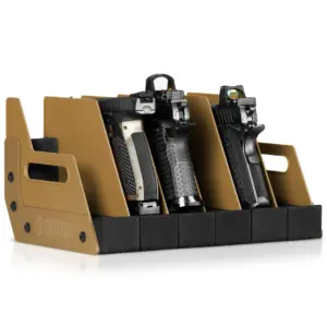 Savior Equipment Mobile Pistol Storage Rack w/ Handle - RAL 8000 Tan, 6-slot