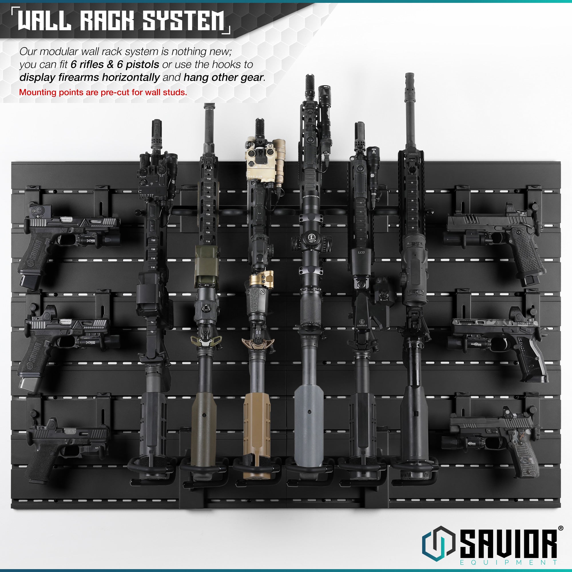 Savior Equipment - Wall Rack System - 10 Panel Kit W/ Attachments 4 Savior Equipment - Wall Rack System - 10 Panel Kit W/ Attachments - Billede 4