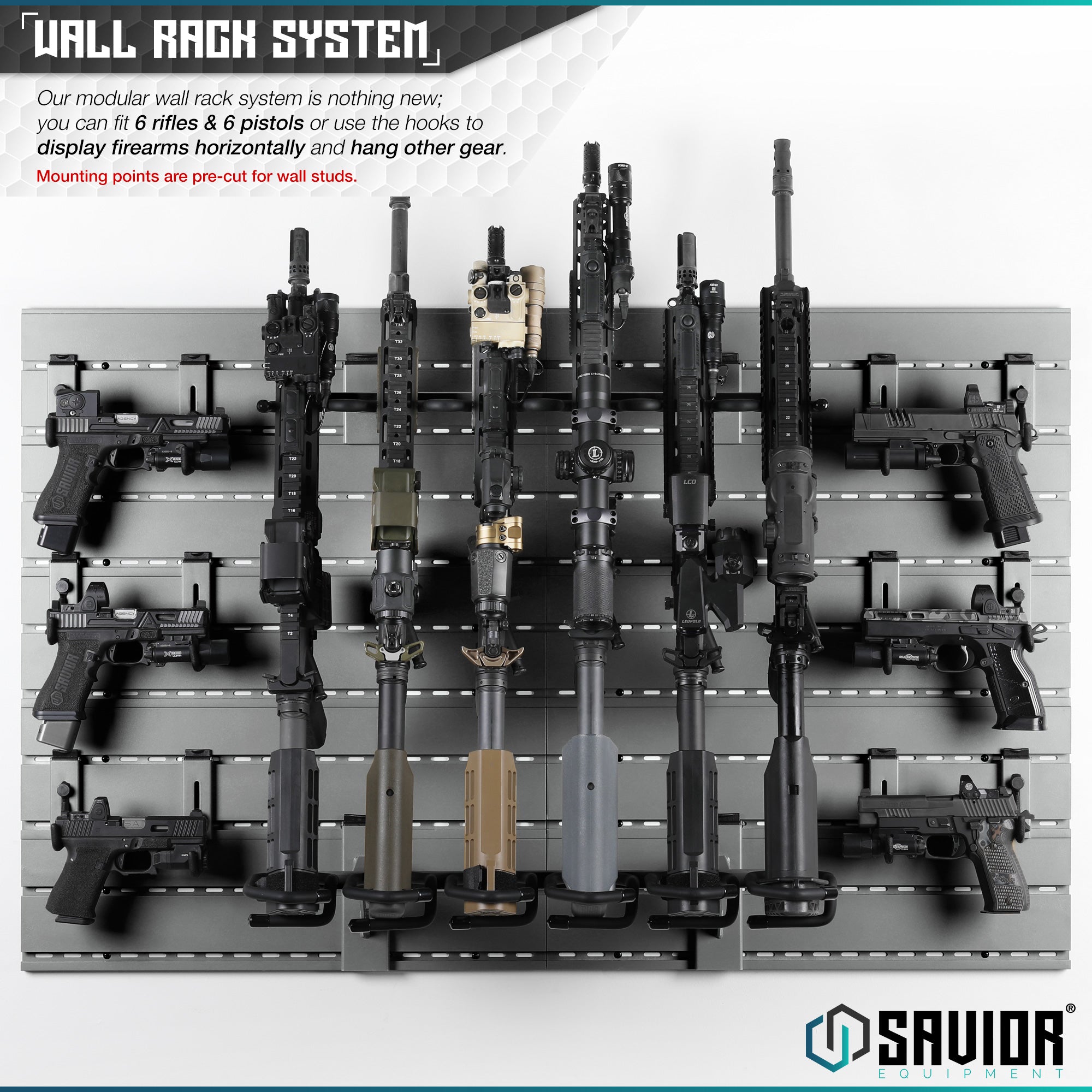 Savior Equipment - Wall Rack System - 10 Panel Kit W/ Attachments 10 Savior Equipment - Wall Rack System - 10 Panel Kit W/ Attachments - Billede 10