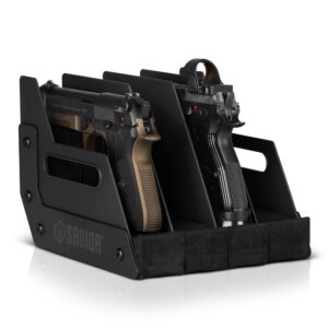 Savior Equipment Mobile Pistol Storage Rack w/ Handle - Obsidian Black, 4-slot