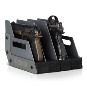 Savior Equipment Mobile Pistol Storage Rack w/ Handle - SW Gray, 4-slot