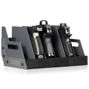 Savior Equipment Mobile Pistol Storage Rack w/ Handle - SW Gray, 6-slot