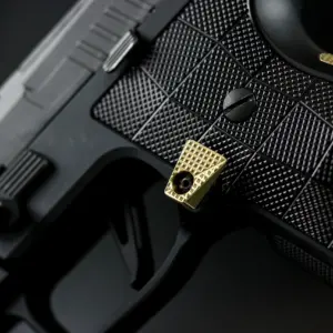 Lok Grips Sig Sauer P320 AXG | SXG | P211 Magazine Release Kit - Brass - Raw, GridLOK