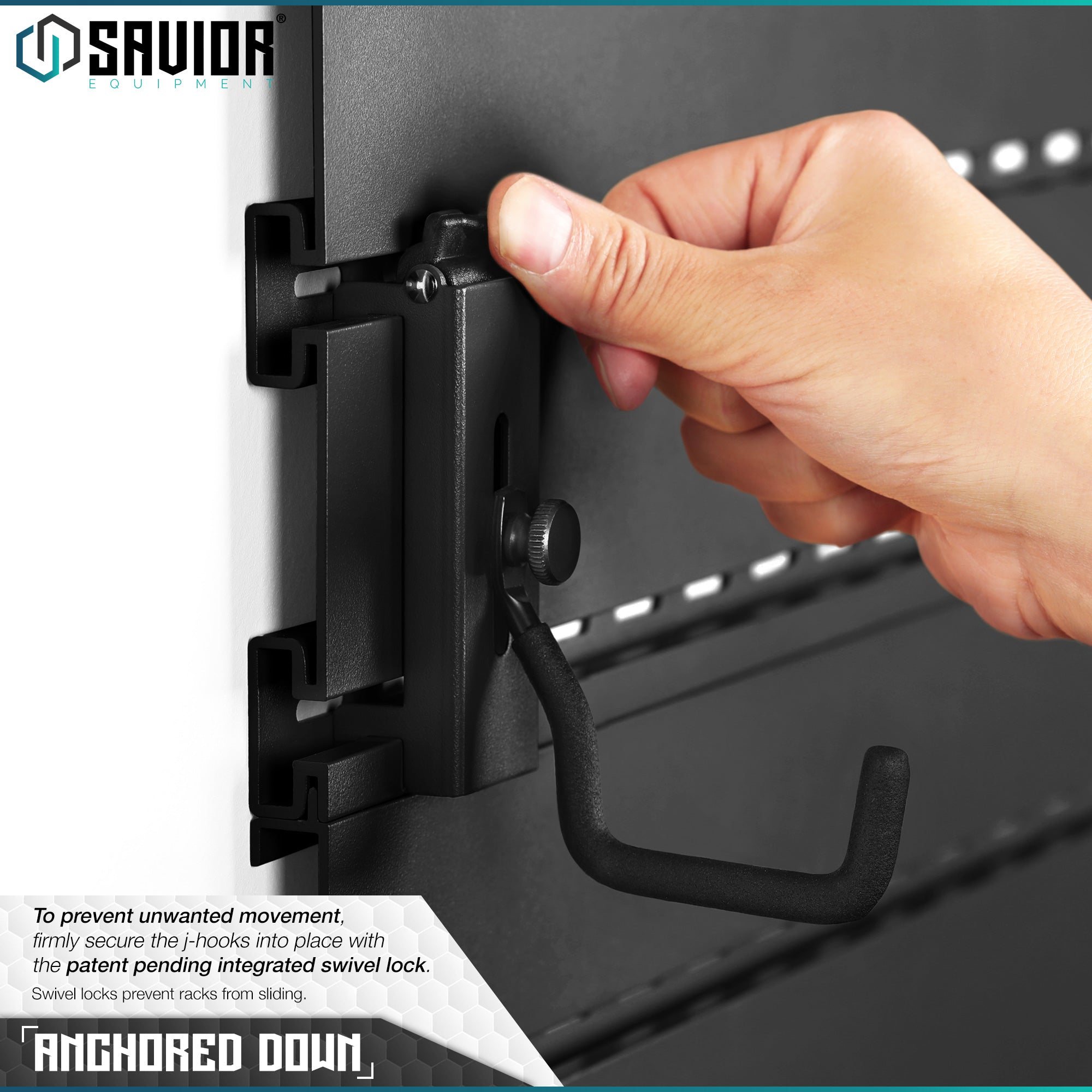 Savior Equipment - Wall Rack System - Adjustable J-Hook, Small (2-Pack) 4 Savior Equipment - Wall Rack System - Adjustable J-Hook, Small (2-Pack) - Billede 4