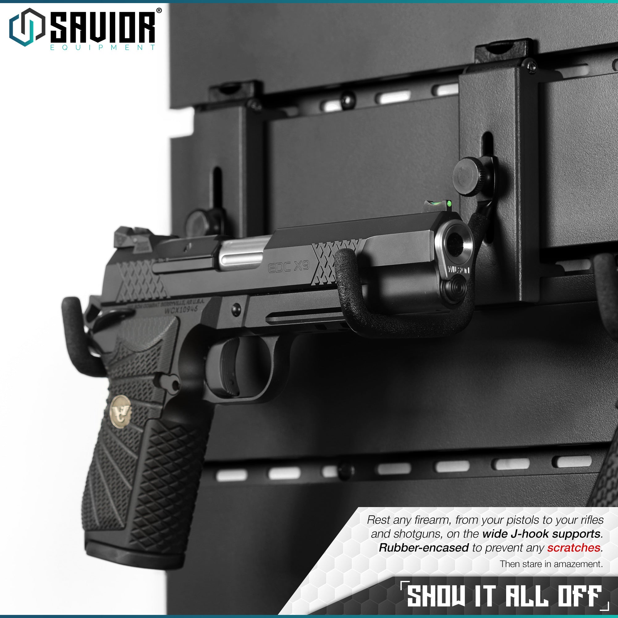 Savior Equipment - Wall Rack System - Adjustable J-Hook, Small (2-Pack) 5 Savior Equipment - Wall Rack System - Adjustable J-Hook, Small (2-Pack) - Billede 5